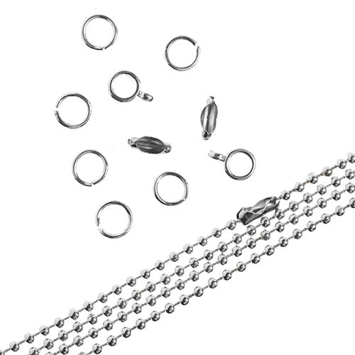 36in Chain and Findings Set- 3mm Ball Chain Silver