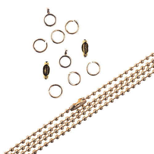 36in Chain and Findings Set- 3mm Ball Chain Gold