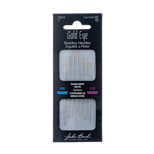 Beading Needle Gold Eye 7 pcs Size 10 22KT Gold Plated