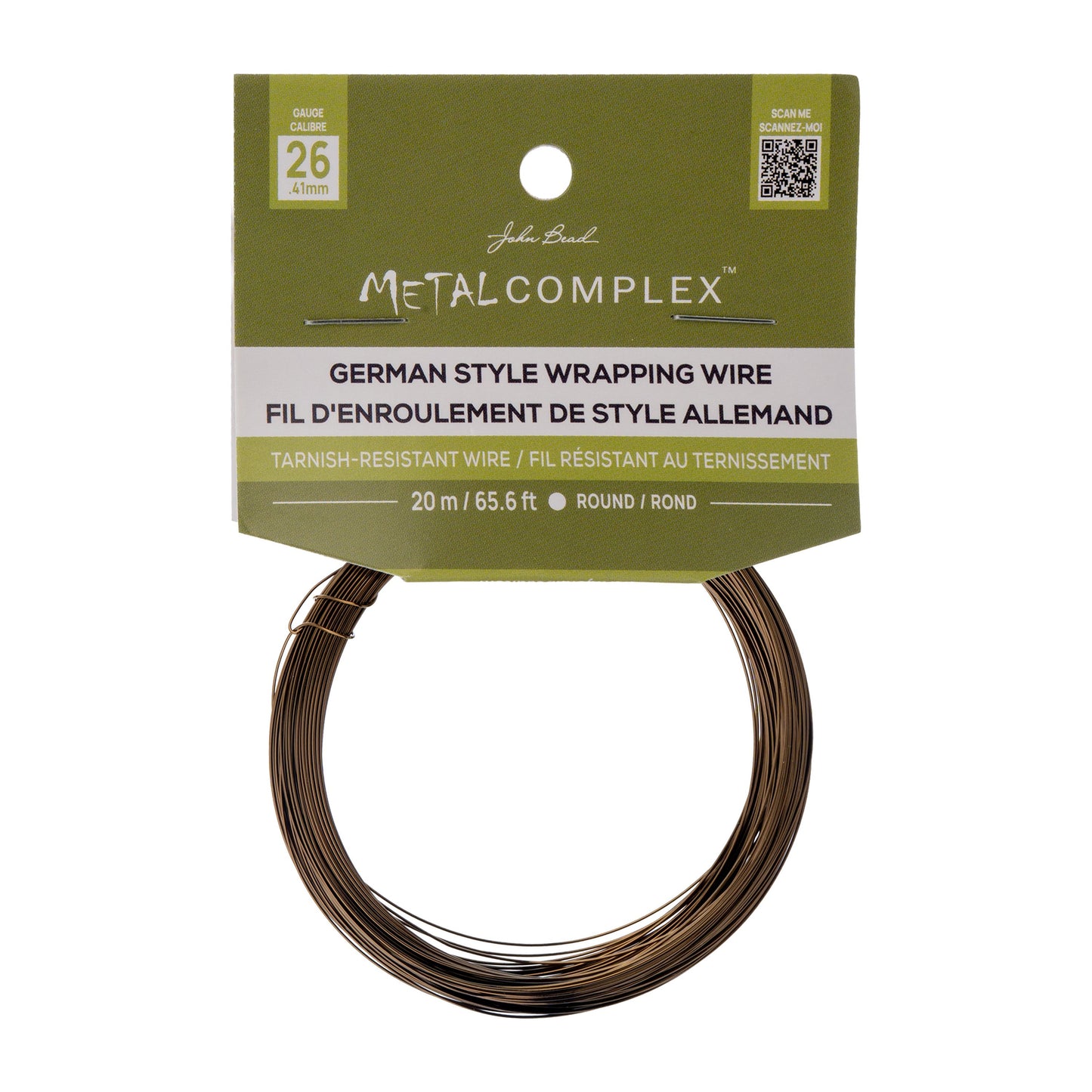Metal Complex German Style Wire No-Tarnish RND 26ga (0.41mm) 65.6ft (20m) Antique Brass