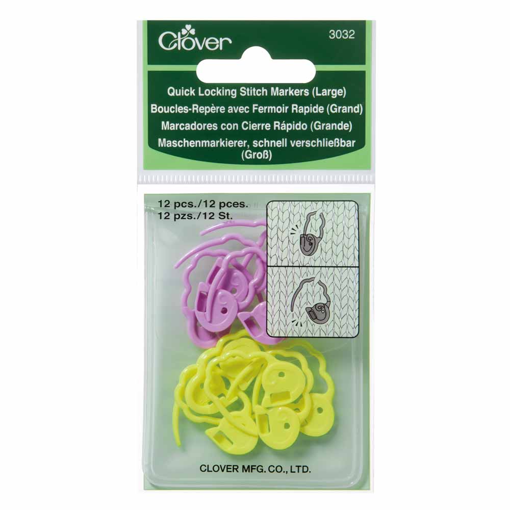 CLOVER 3032 Quick Locking Stitch Markers - Large - 12 pcs