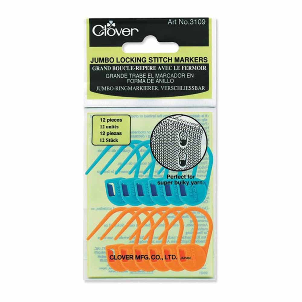 CLOVER 3109 - Jumbo Locking Stitch Ring Markers - 12 pcs.