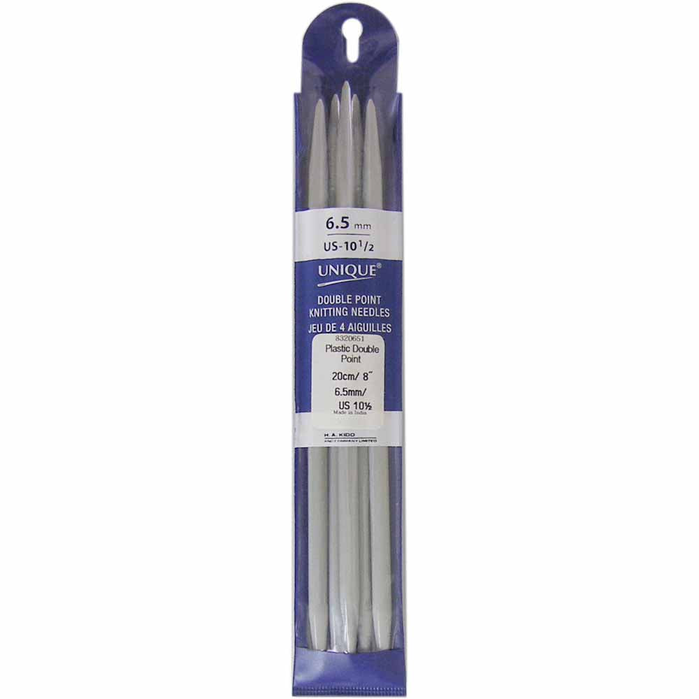 UNIQUE KNITTING Double Point Knitting Needles 20cm (8″) - Set of 5 Plastic - 6.5mm/US 10.5