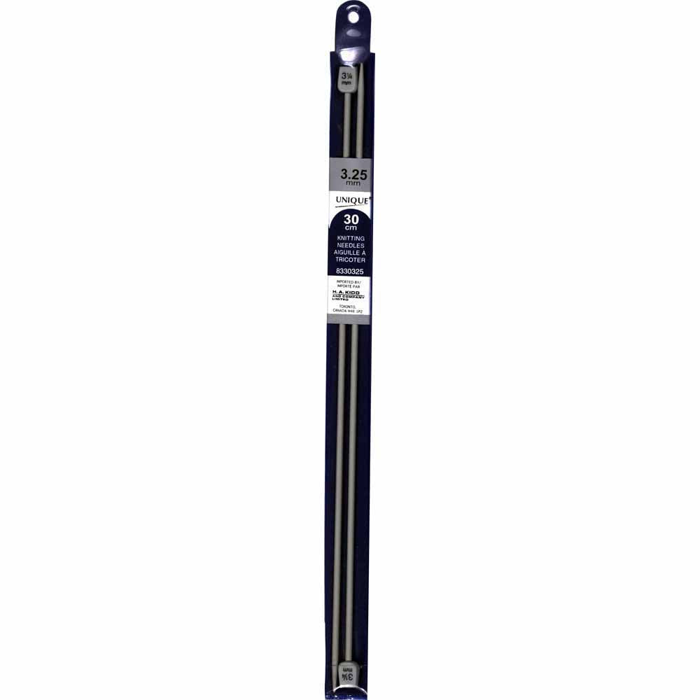 UNIQUE KNITTING Single Point Knitting Needles 30cm (12″) Aluminum - 3.25mm/US 3
