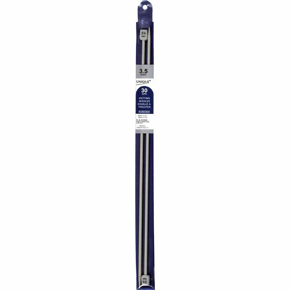 UNIQUE KNITTING Single Point Knitting Needles 30cm (12″) Aluminum - 3.5mm/US 4