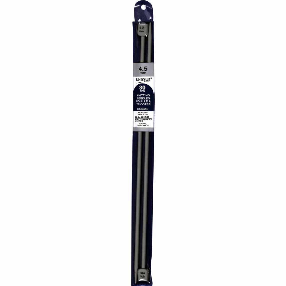 UNIQUE KNITTING Single Point Knitting Needles 30cm (12″) Aluminum - 4.5mm/US 7