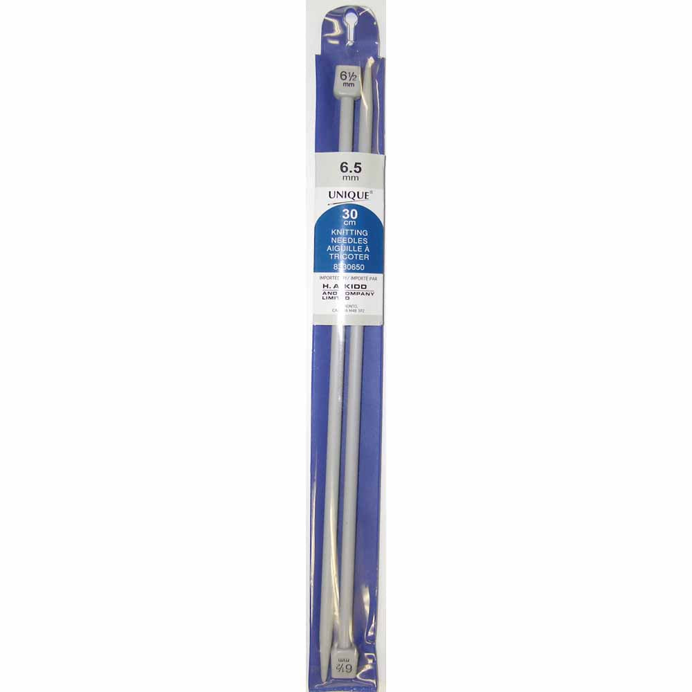 UNIQUE KNITTING Single Point Knitting Needles 30cm (12″) Plastic - 6.5mm/US 10.5