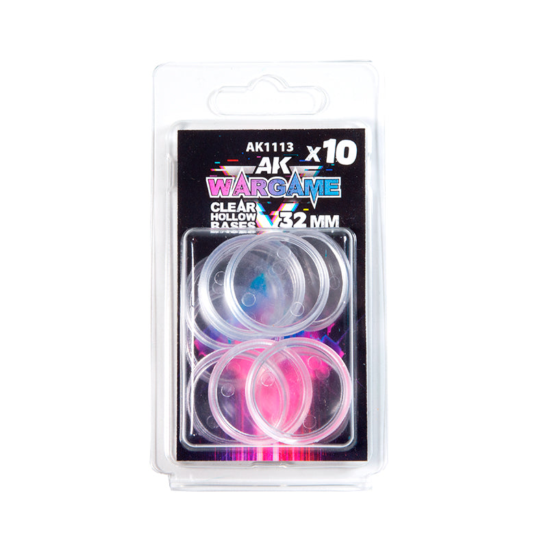 AK Interactive Plastic Wargame Bases. Clear Hollow Base 32mm (10 Units)