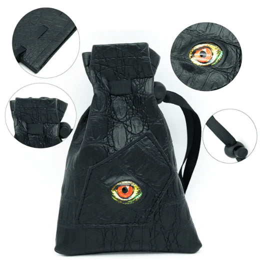Black Leatherette Reptilians Eye Dice Bag