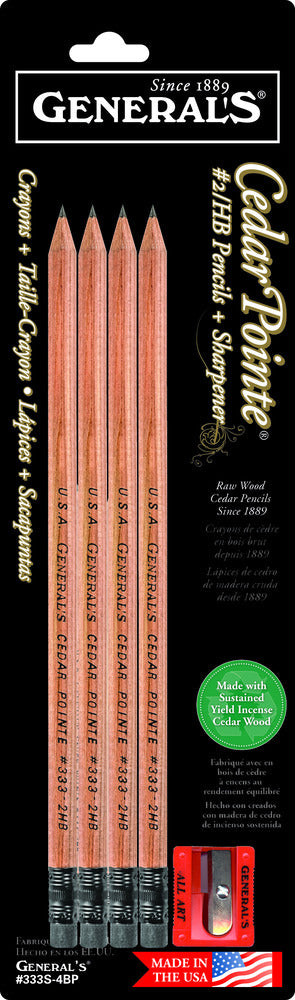Cedar Pointe Graphite Pencil Set, #2/HB (4 Pack + Sharpener)