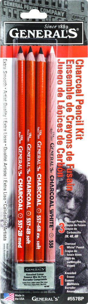 Charcoal Pencil Kit, w/Kneaded Eraser