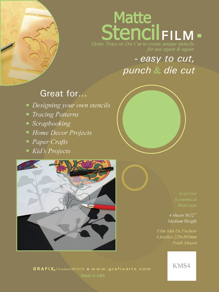 Stencil Film Convenience Pack, .005 Matte - 9" x 12" (4 Pack)