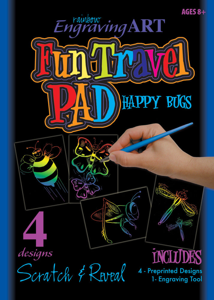 Engraving Art Fun Travel Pad, Happy Bugs