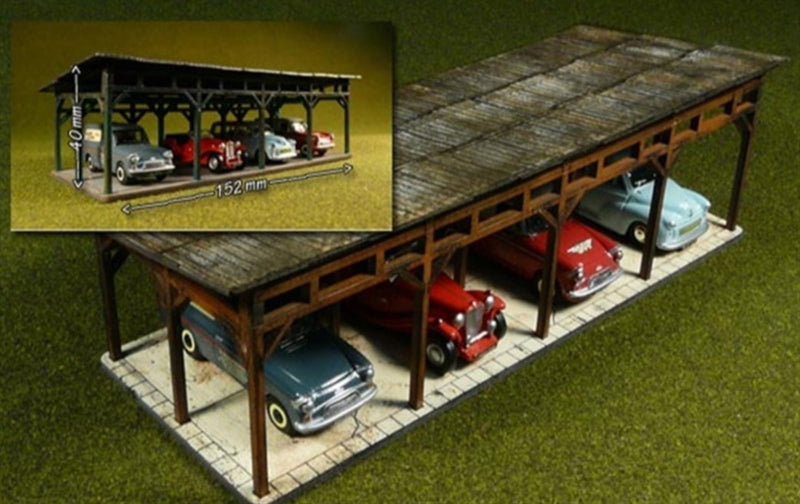Laser-Cut 4 Car Shed Kit HO Scale