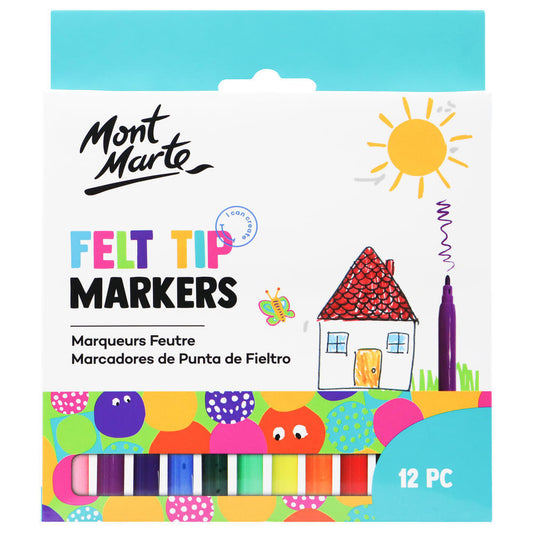 MONT MARTE Kids Felt Tip Markers - 12pcs