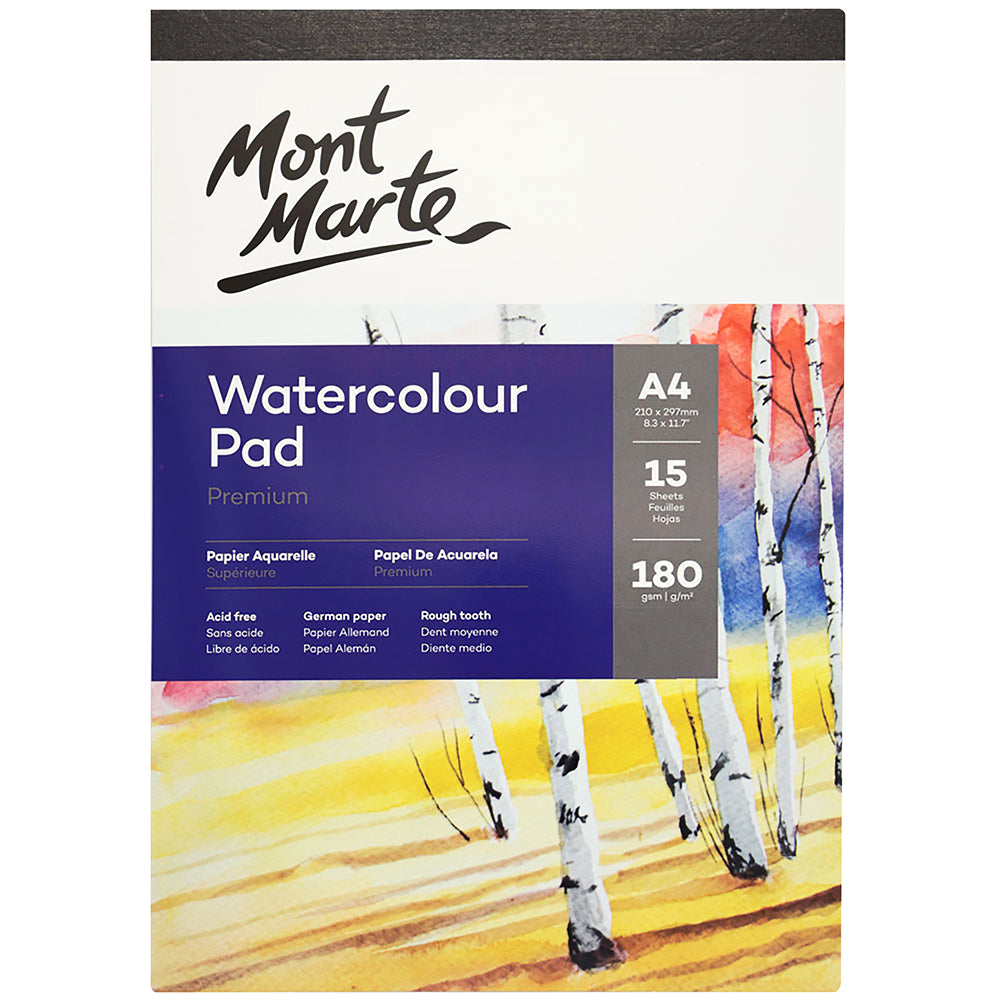 MONT MARTE Premium Watercolour Pad 180g - 15 Sheets - A4