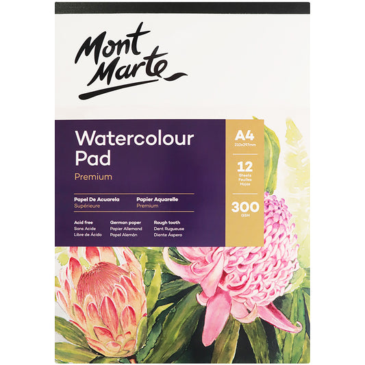 MONT MARTE Premium Watercolour Pad 300g - 12 Sheets - A4