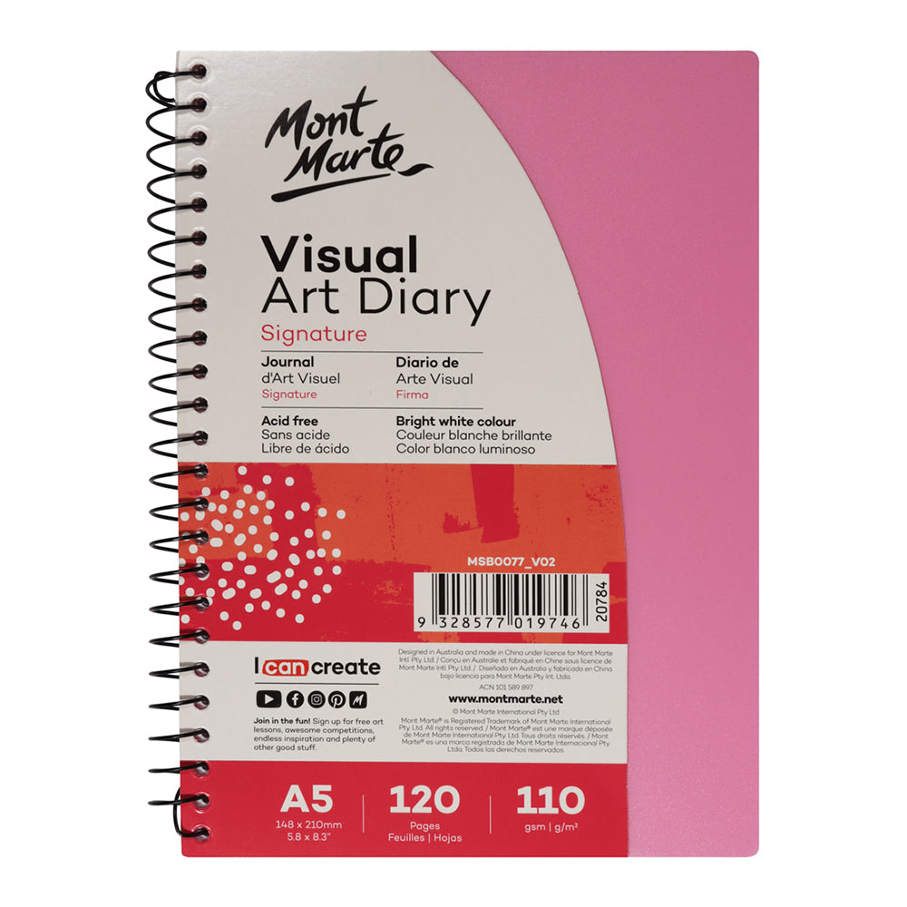 MONT MARTE Visual Art Diary PP Coloured Cover A5 - 120pgs