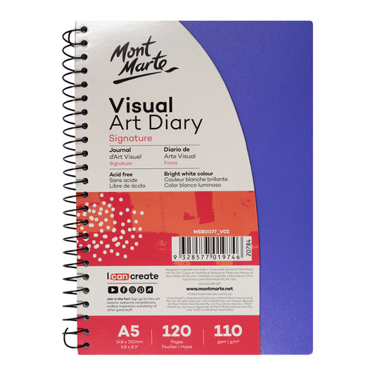 MONT MARTE Visual Art Diary PP Coloured Cover A5 - 120pgs