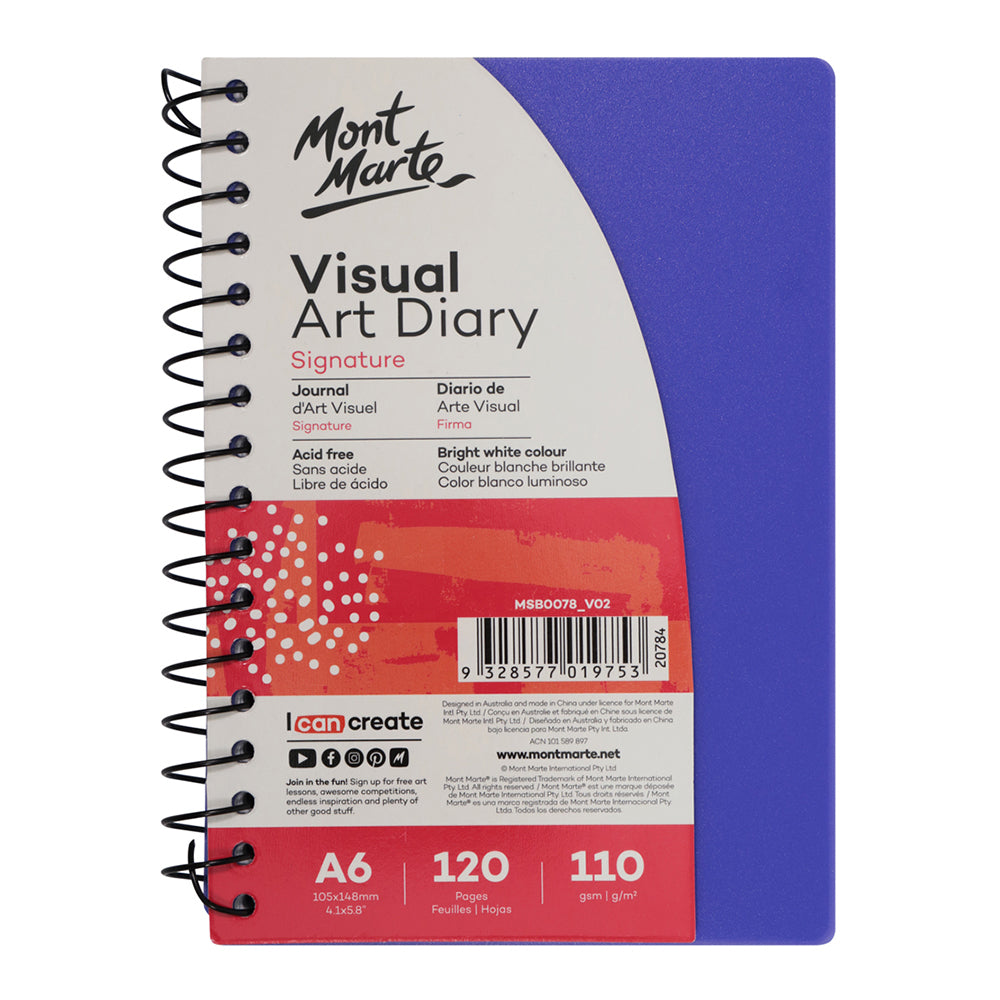 MONT MARTE Visual Art Diary PP Coloured Cover A6 - 120pgs