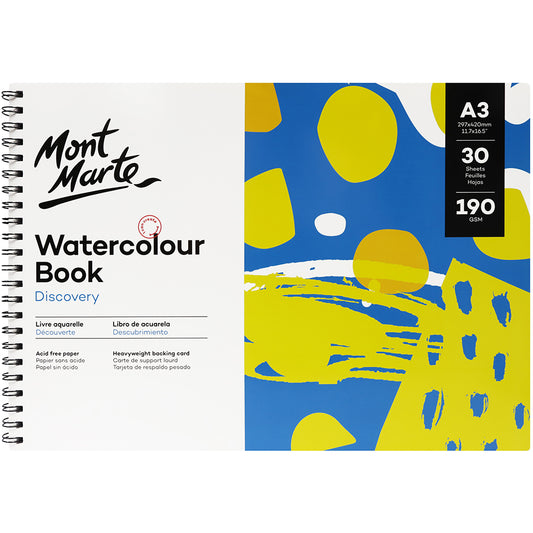 MONT MARTE Discovery Watercolour Book190g A3 - 30pgs