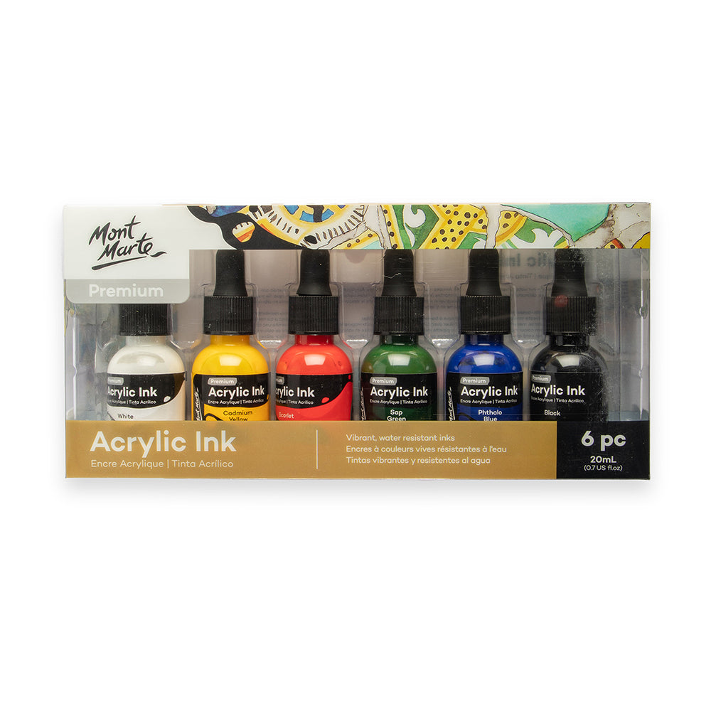 MONT MARTE Acrylic Ink - 6 pcs x 20ml (0.7 US fl.oz)