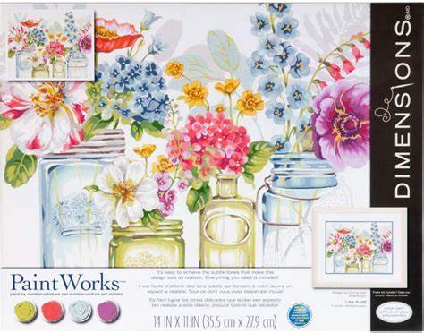 Paint Works Paint By Number Kit - Rainbow Flowers 14 x 11