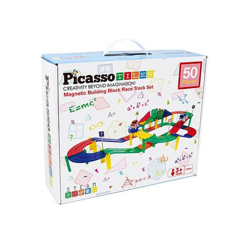 PicassoTiles 50pc Race Track Building Blocks PTR50