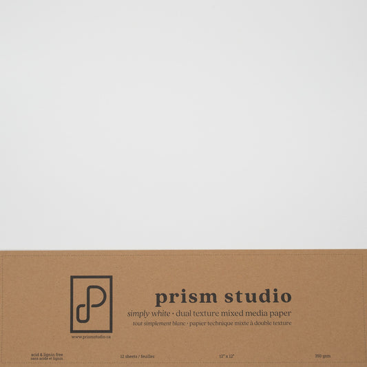 12x12 Mixed Media Paper, Simply White, 129lb (12 sheets)