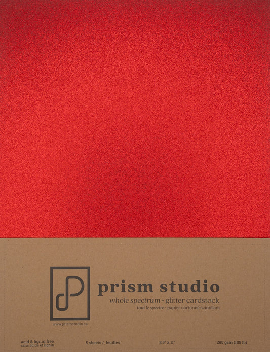 8.5x11 Whole Spectrum Glitter Cardstock, Ruby (5 sheets)