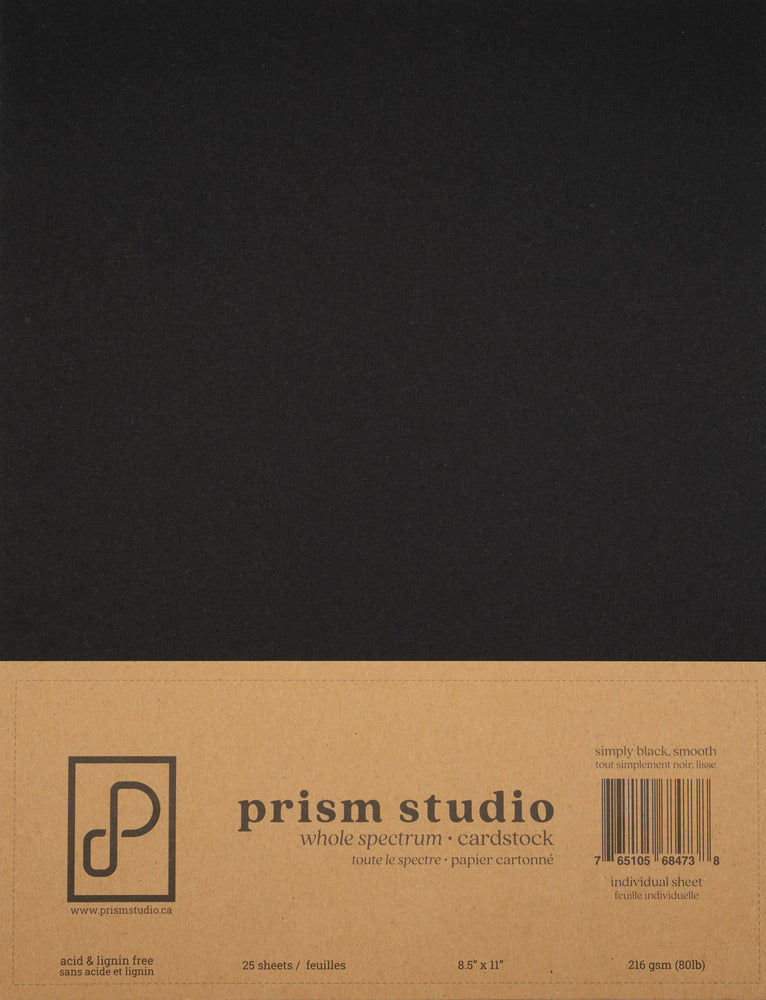 8.5X11 Whole Spectrum Smooth Cardstock, 80lb, Simply Black (25 Sheets)
