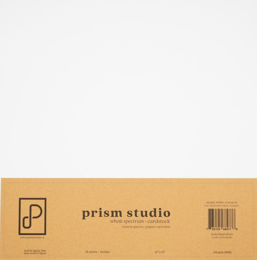 12X12 Whole Spectrum Textured Cardstock, 80lb - Simply White (25 Sheets)