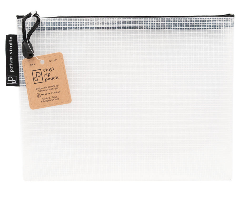 Vinyl Zip Pouch, 8" x 10", Black