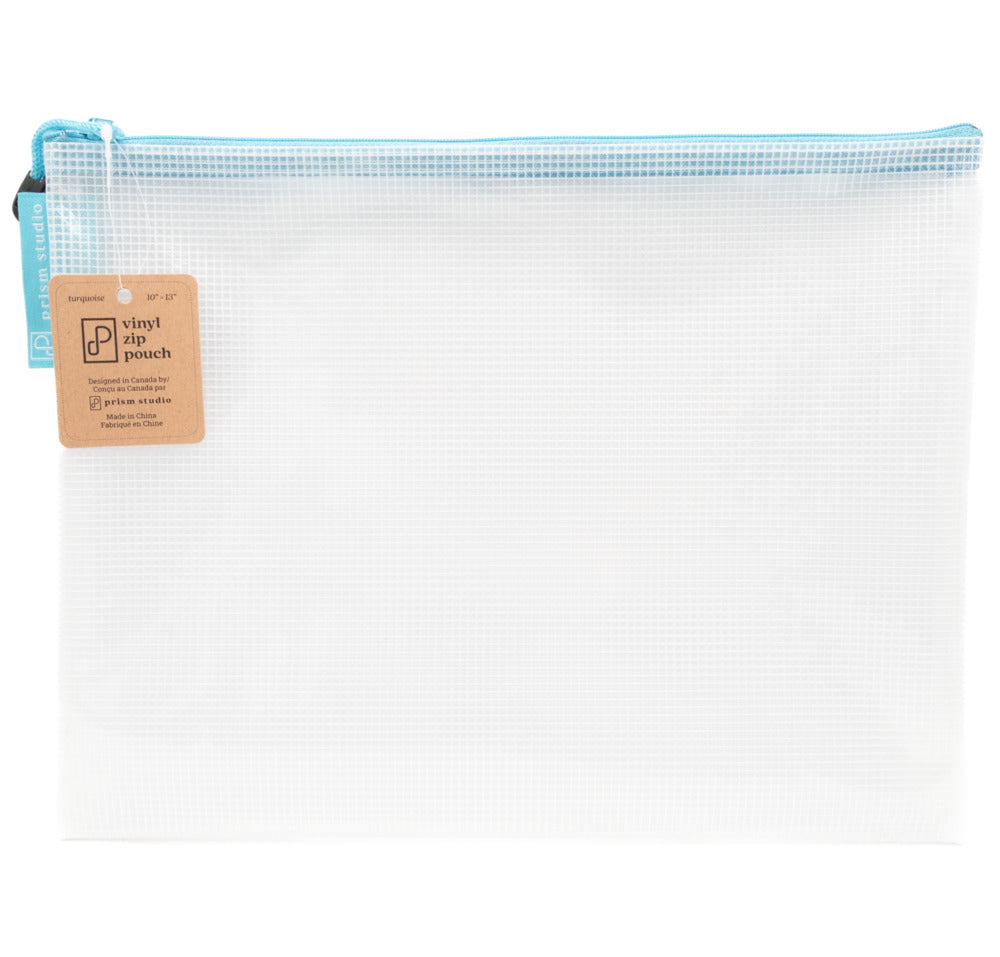 Vinyl Zip Pouch, 10" x 13", Turquoise