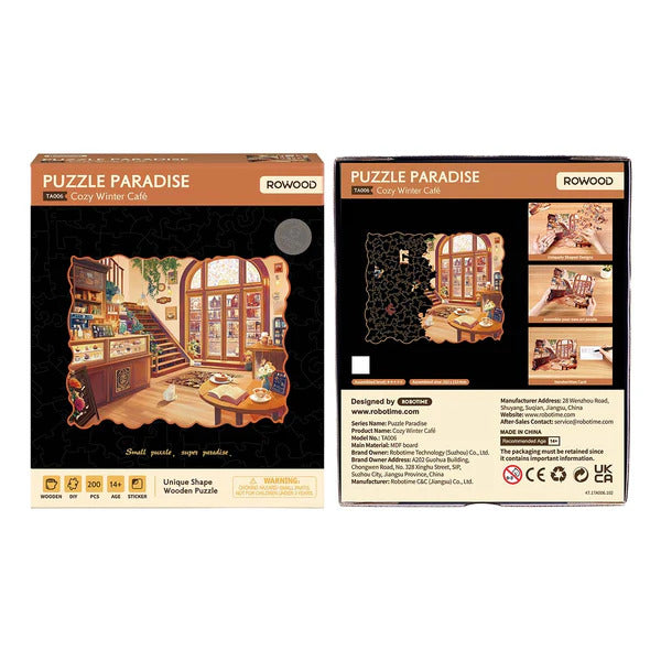 Rowood Wooden Jigsaw Puzzle, Cozy Winter Cafe 200pc