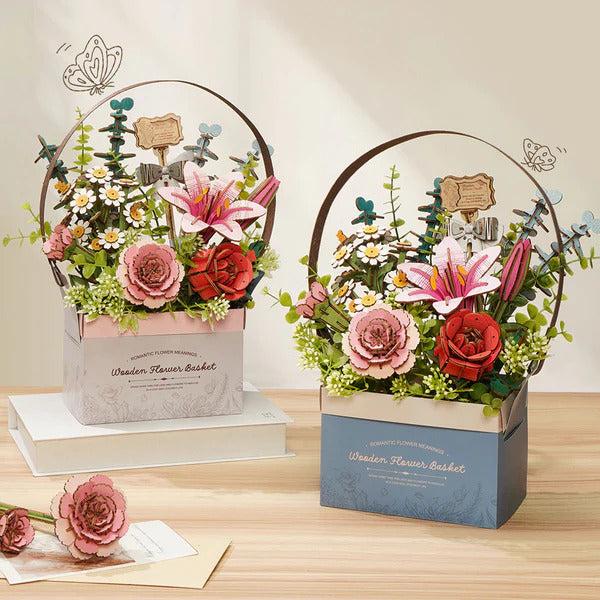 Rowood 3D Wooden Puzzle, Wooden Flower Basket