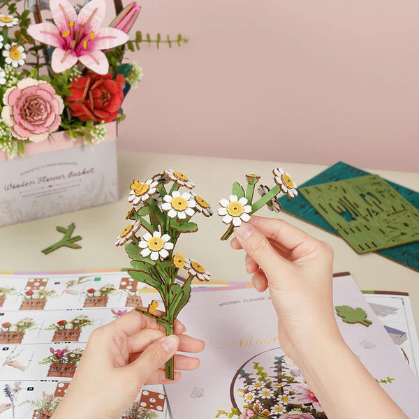 Rowood 3D Wooden Puzzle, Wooden Flower Basket