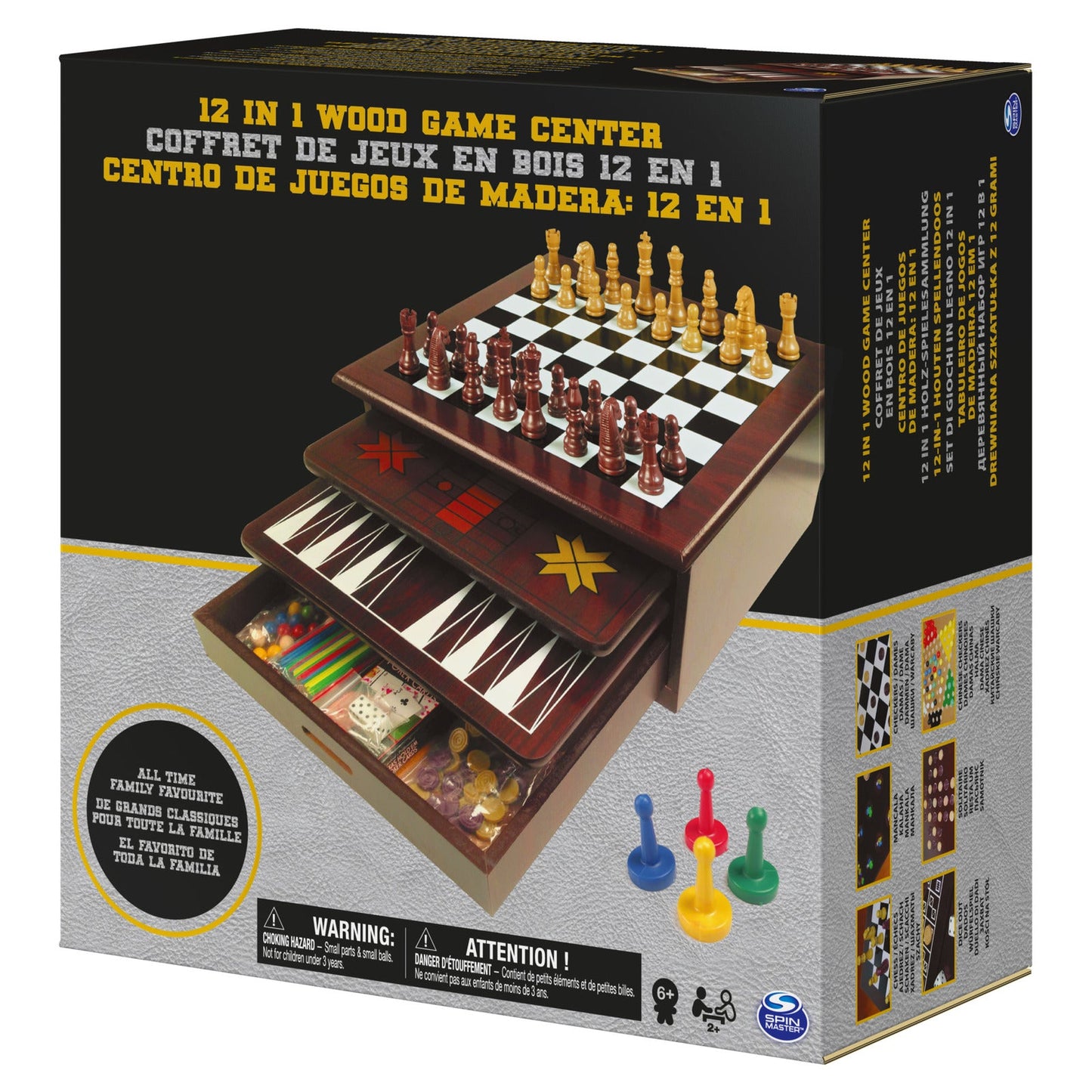 SPIN MASTER 12-in-1 Wooden Game Centre
