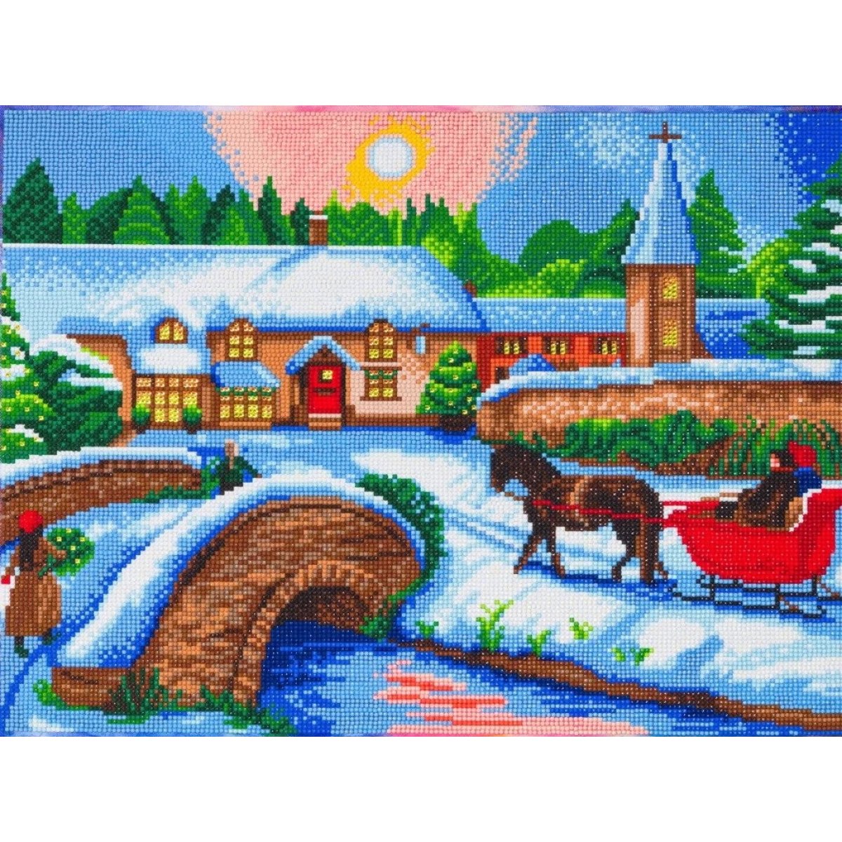 Craft Buddy Framed Crystal Art Kit, 40 x 50cm - Winter Village