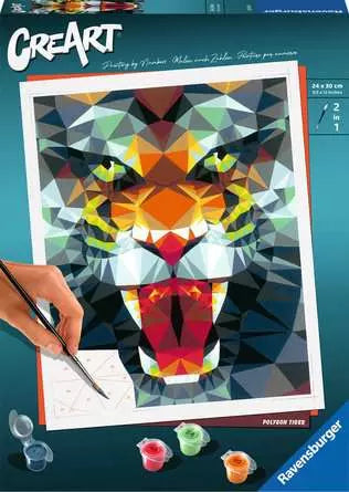 CreArt Paint by Numbers -Ravensburger Polygon Tiger