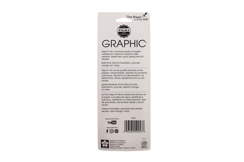 Pigma Graphic Pen Set, 1mm - Black (3pk)