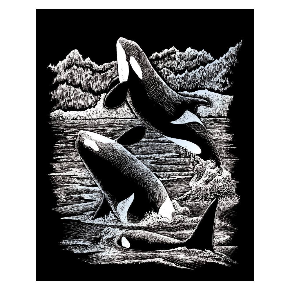 Orca Whales Silver Foil Engraving Art Kit