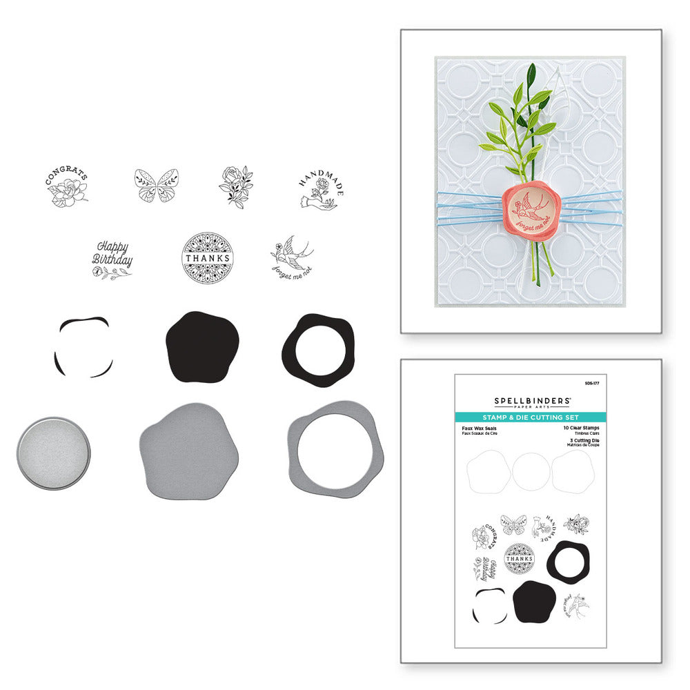 Clear Stamp & Die Set, Sealed by Spellbinders - Faux Wax Seals