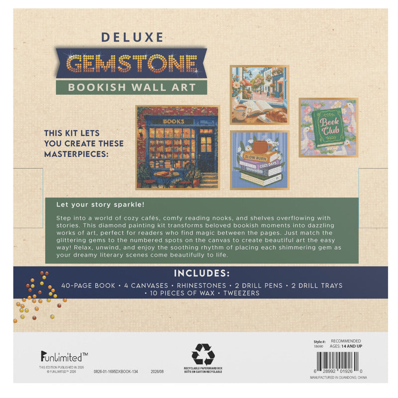 Deluxe Gemstone Diamond Painting Kit, Bookish