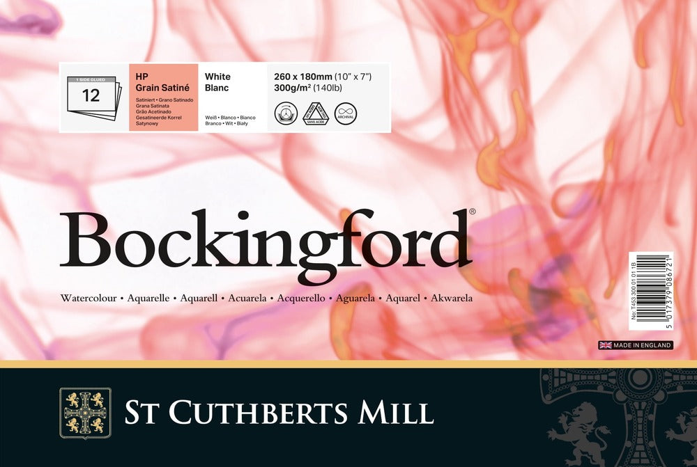 Bockingford Hot Pressed Watercolour Paper Pad, White - 7" x 10" (300g/140lb)