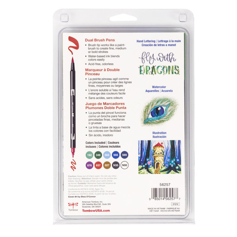 Dual Brush Pen Set, Dragons (10pk)