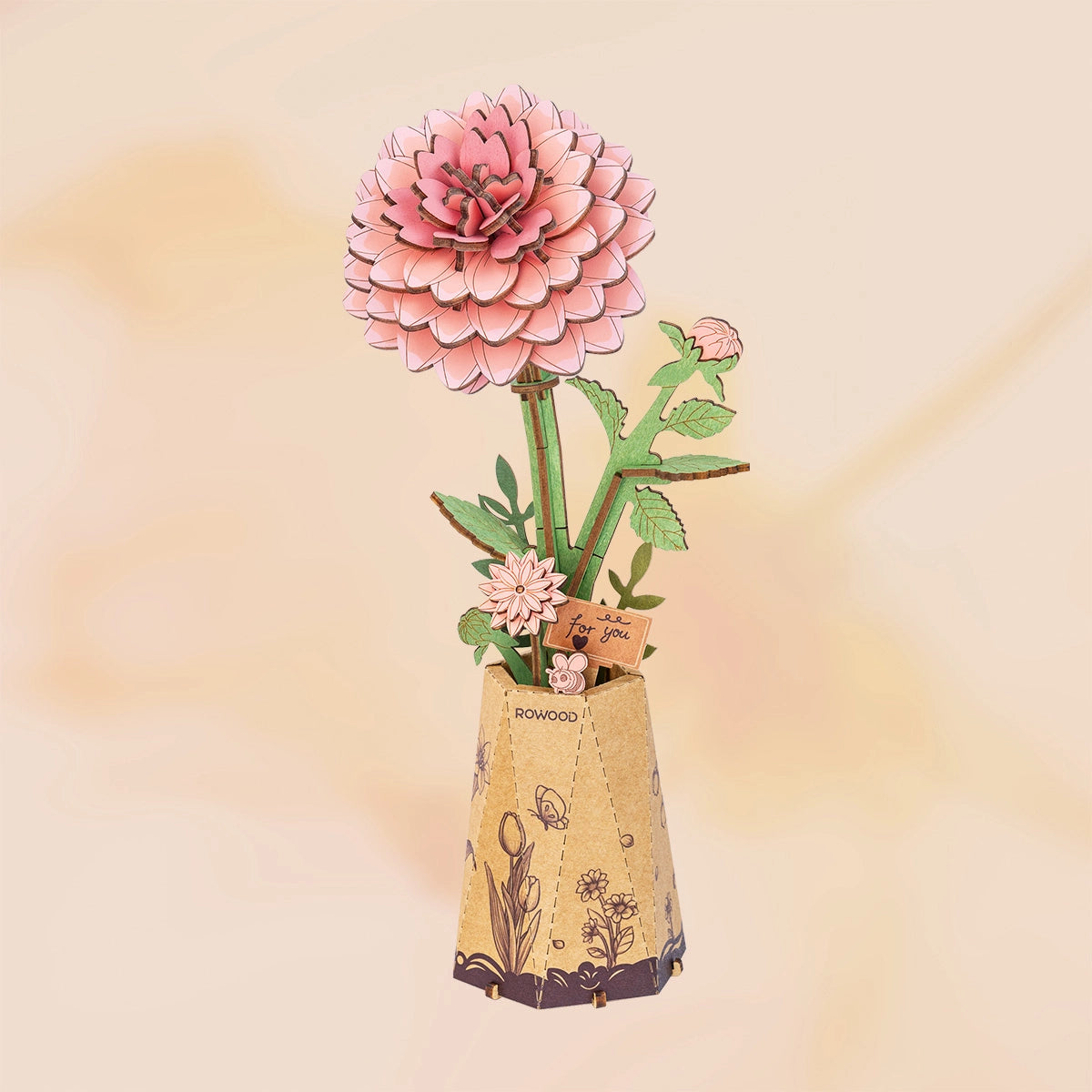 Rowood Pink Dahlia TW131 - DIY Wooden Flower