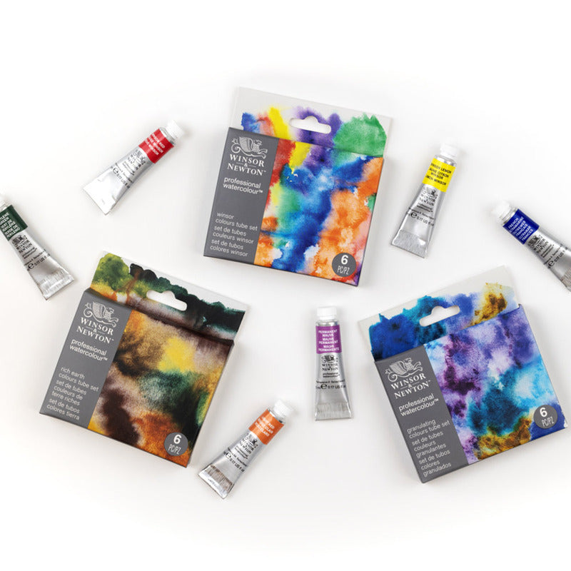 Professional Watercolour Set, 6 x 5ml Tube - Granulating Colours