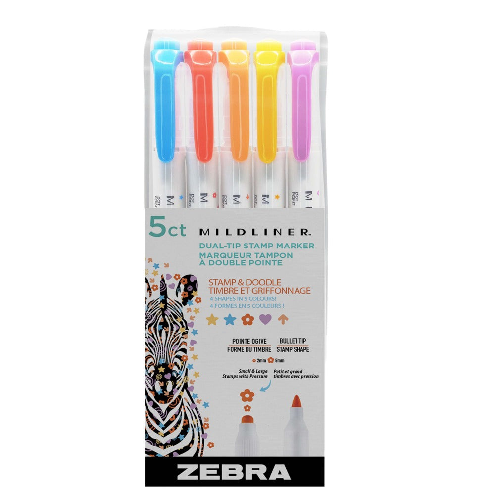 MILDLINER Dual-Tip Stamp Marker Set (5pk)