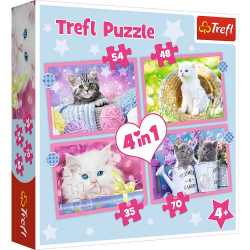 PUZZLE - 4in1 - FUN CATS 35/48/54/70pcs